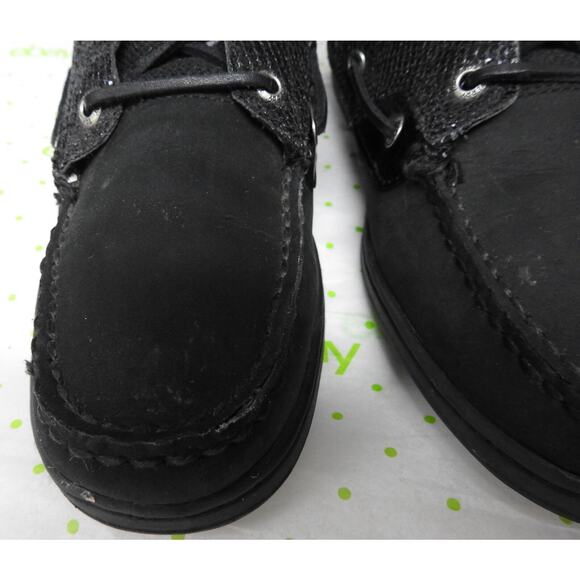 Sperry Women's 10 M Top Sider Hikerfish Black Glitter Boat Boots #9173683 - Picture 4 of 12